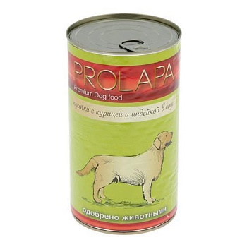Prolapa Premium консервы для собак с курицей и индейкой кусочки в соусе 6х850гр купить 